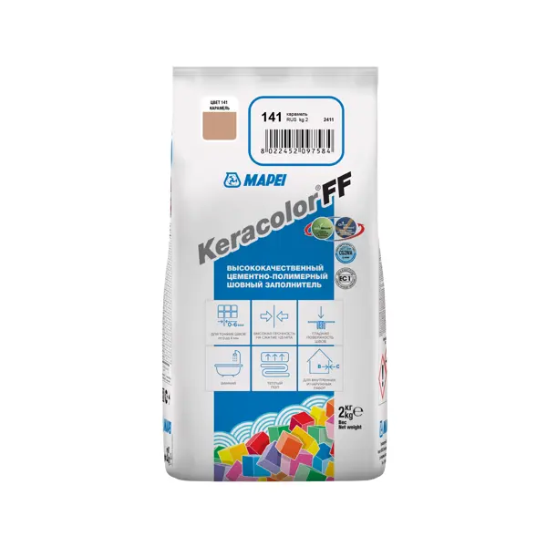 фото Затирка цементная mapei keracolor ff 141 цвет карамель 2 кг