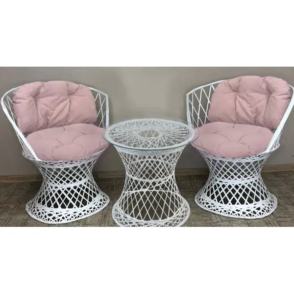 фото Набор садовой мебели лаура вивальди смола/стекло белый: стол и 2 кресла без бренда