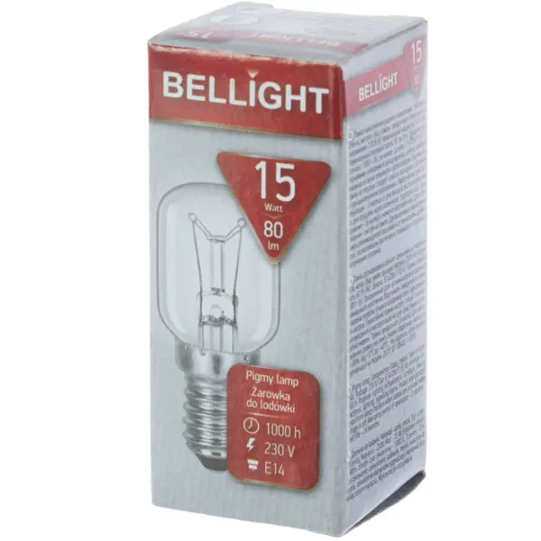 фото Лампа накаливания для холодильника bellight e14 15 вт свет тёплый белый