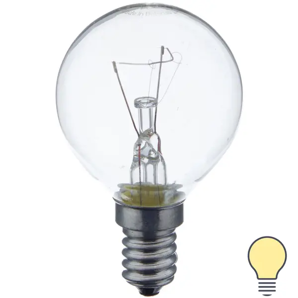фото Лампа накаливания osram шар e14 40 вт прозрачная свет тёплый белый