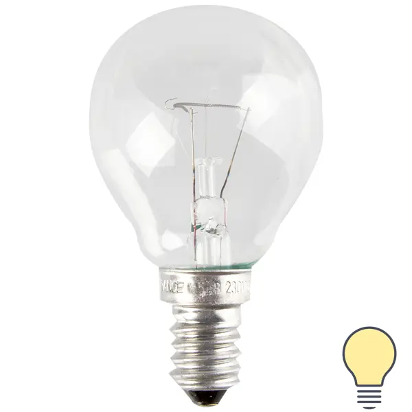 фото Лампа накаливания osram шар e14 60 вт прозрачная свет тёплый белый