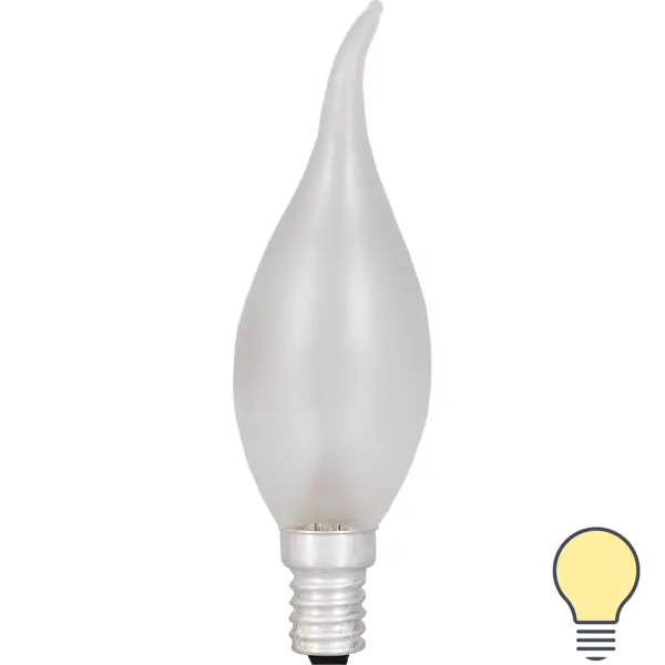 Лампа накаливания Bellight E14 230 В 60 Вт свеча на ветру матовая 3 м2 свет тёплый белый лампа светодиодная филаментная gauss e14 5 вт свеча на ветру прозрачная 450 лм теплый белый свет