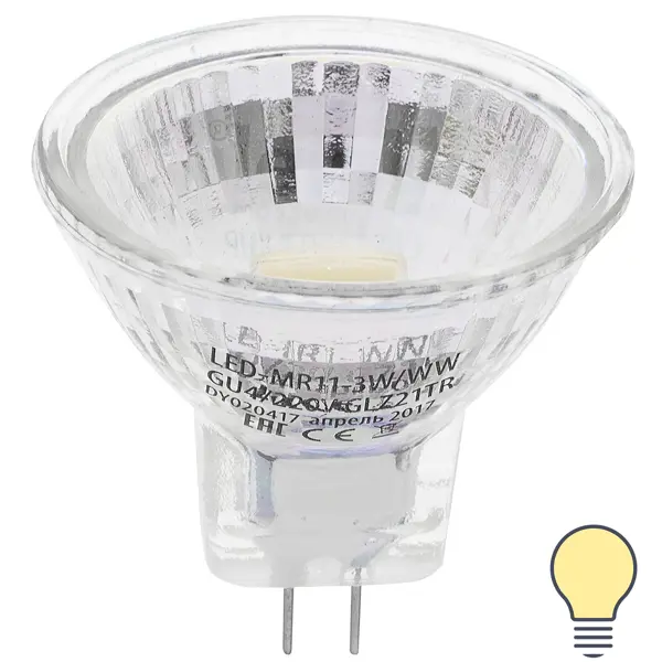 Лампа светодиодная Uniel GU4 3 Вт 200 Лм свет тёплый белый крепление для светодиодной ленты 220в 5050 uniel