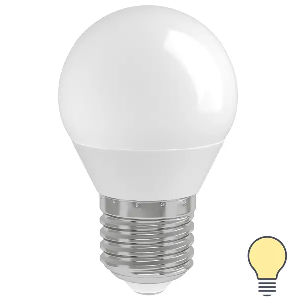 фото Лампа светодиодная iek шар g45 e27 7 вт 230 в 3000 к свет тёплый белый