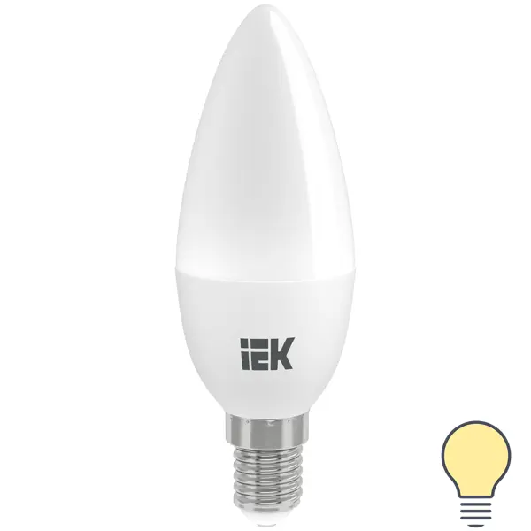 Лампа светодиодная IEK C35 Свеча E14 7 Вт 3000К свет тёплый белый эра б0046991 лампочка светодиодная f led b35 9w 827 e14 е14 е14 9вт филамент свеча теплый белый свет