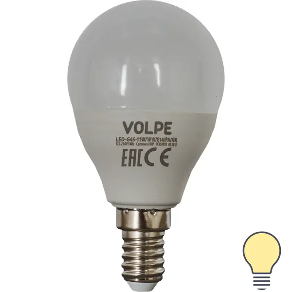 Лампа светодиодная Volpe Norma E14 220 В 11 Вт шар 900 лм, тёплый белый свет изогнутые клещи для снятия свечей накаливания в труднодоступ местах benz bmw vw audi force