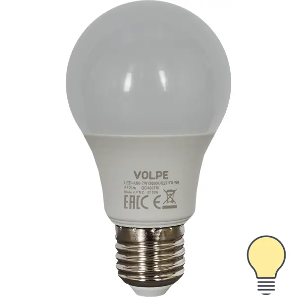 Лампа светодиодная Volpe Norma E27 220 В 7 Вт груша 470 лм, тёплый белый свет груша колоновидная кармен