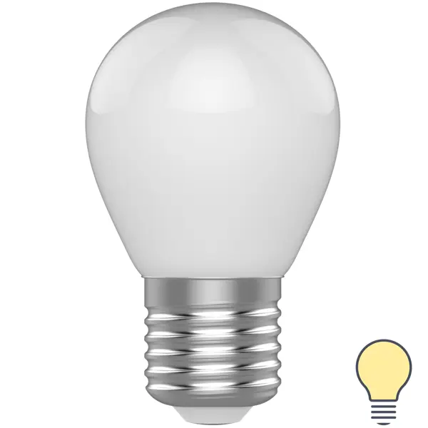 фото Лампа светодиодная gauss e27 220 в 4.5 вт шар 380 лм, тёплый белый свет