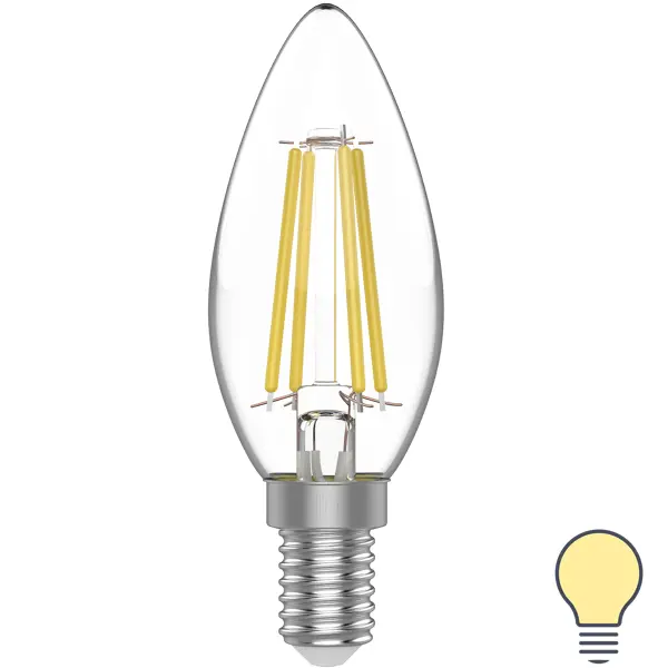 Лампа филаментная светодиодная Gauss E14 220 В 4.5 Вт свеча 400 лм, тёплый белый свет соковыжималка bbk jc060 h11 белый оранжевый
