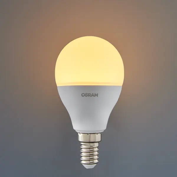 фото Лампа светодиодная osram antibacterial e14 220-240 в 7.5 вт шар малый 806 лм, теплый белый свет