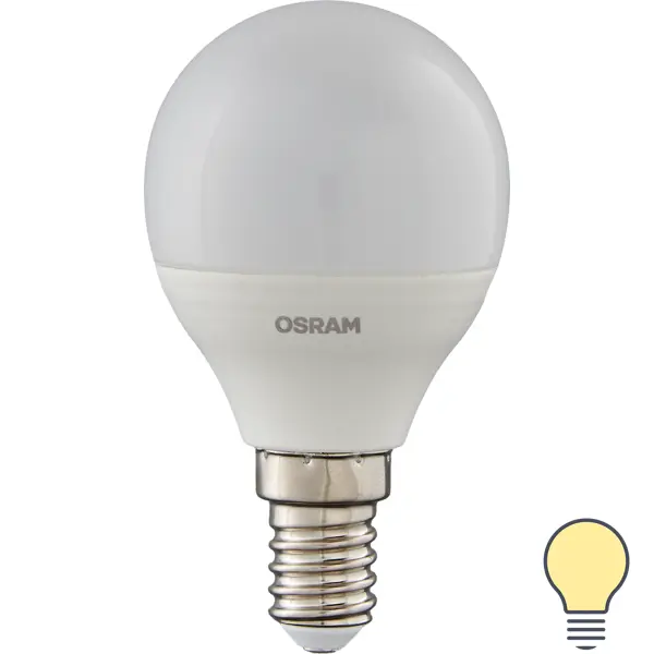 фото Лампа светодиодная osram antibacterial e14 220-240 в 5.5 вт шар малый 470 лм, теплый белый свет