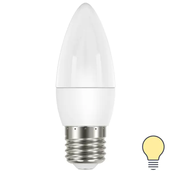 Лампа светодиодная Lexman Candle E27 175-250 В 6.5 Вт белая 600 лм теплый белый свет эра б0046991 лампочка светодиодная f led b35 9w 827 e14 е14 е14 9вт филамент свеча теплый белый свет