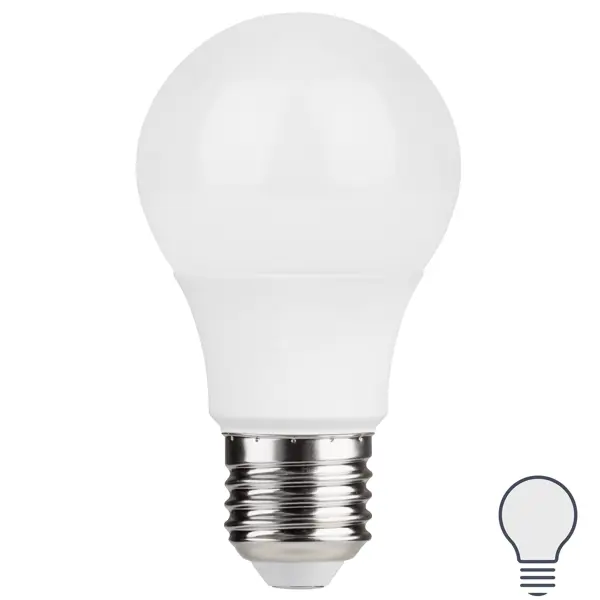 Лампа светодиодная E27 220-240 В 7 Вт груша матовая 600 лм нейтральный белый свет груша нарядная ефимова ø22 h125 150 см
