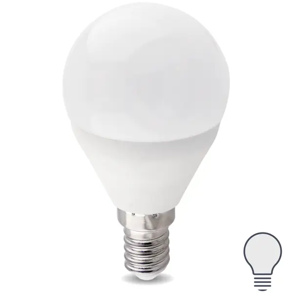 фото Лампа светодиодная e14 220-240 в 8 вт шар матовая 750 лм нейтральный белый свет без бренда