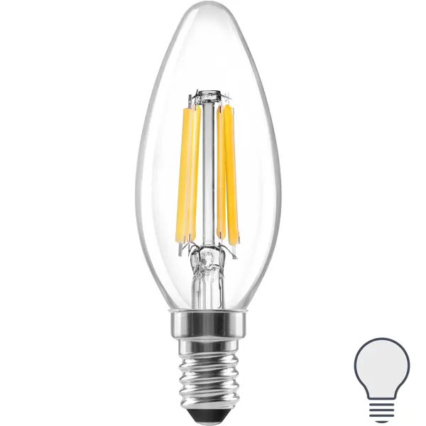 Лампа светодиодная Lexman E14 220-240 В 6 Вт свеча прозрачная 800 лм нейтральный белый свет лампочка светодиодная lexman свеча e14 750 лм нейтральный белый свет 7 вт