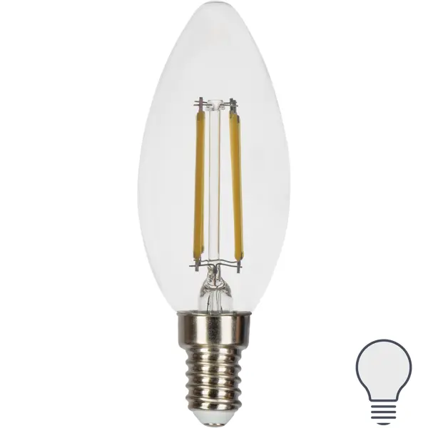 фото Лампа светодиодная gauss led filament e14 11 вт свеча прозрачная 750 лм, нейтральный белый свет