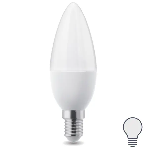 Лампа светодиодная E14 220-240 В 6.5 Вт свеча матовая 600 лм нейтральный белый свет люстра потолочная de сity свеча 6 ламп 12 м² e14 220 в