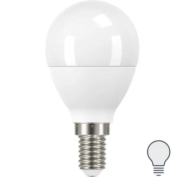 Лампа светодиодная Lexman P45 E14 175-250 В 7 Вт белая 600 лм нейтральный белый свет суппорт с рамкой lexman 45x100х55 мм белый