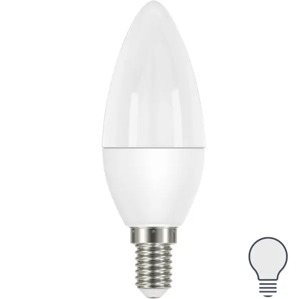 Лампа светодиодная Lexman Candle E14 175-250 В 6.5 Вт матовая 600 лм нейтральный белый свет лампа светодиодная gauss gu5 3 220 240 в 6 вт спот матовая 440 лм регулируемый света rgbw