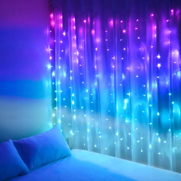 фото Электрогирлянда комнатная занавес 1x2 м 120 led разноцветный свет 8 режимов без бренда