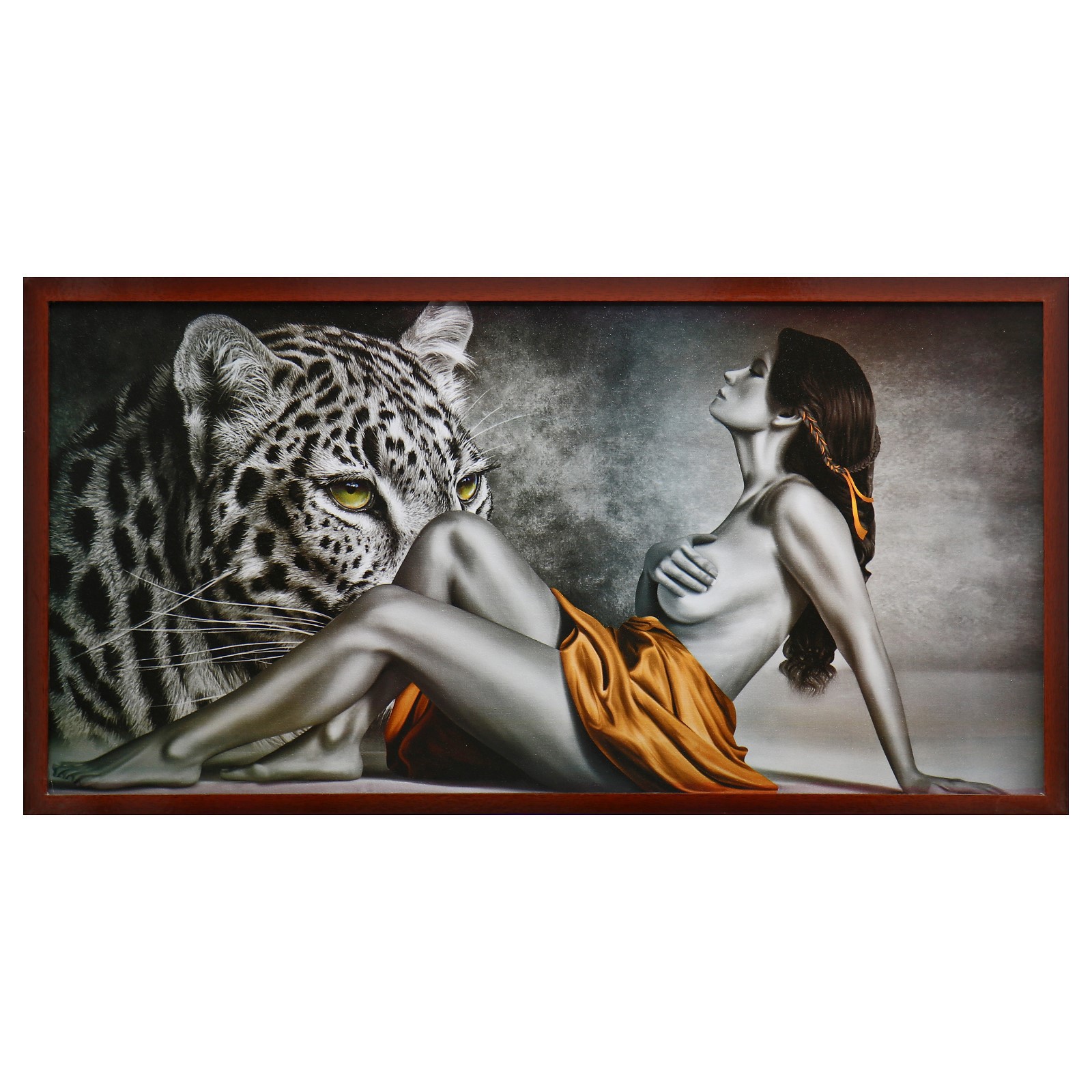 Картина девушка с леопардом