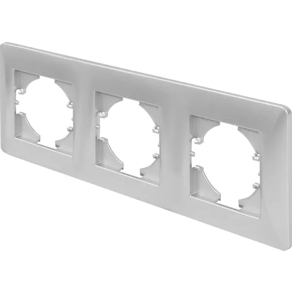 Рамка для розеток и выключателей Gusi Electric Ugra С1130-004 3 поста цвет серебро