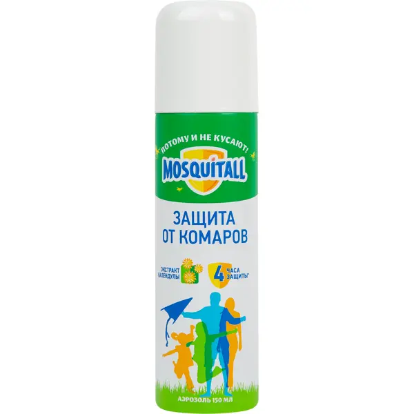 Аэрозоль от комаров Mosquitall 4 часа защиты 150 мл средство для защиты от комаров gardex family sensitive аэрозоль 150 мл