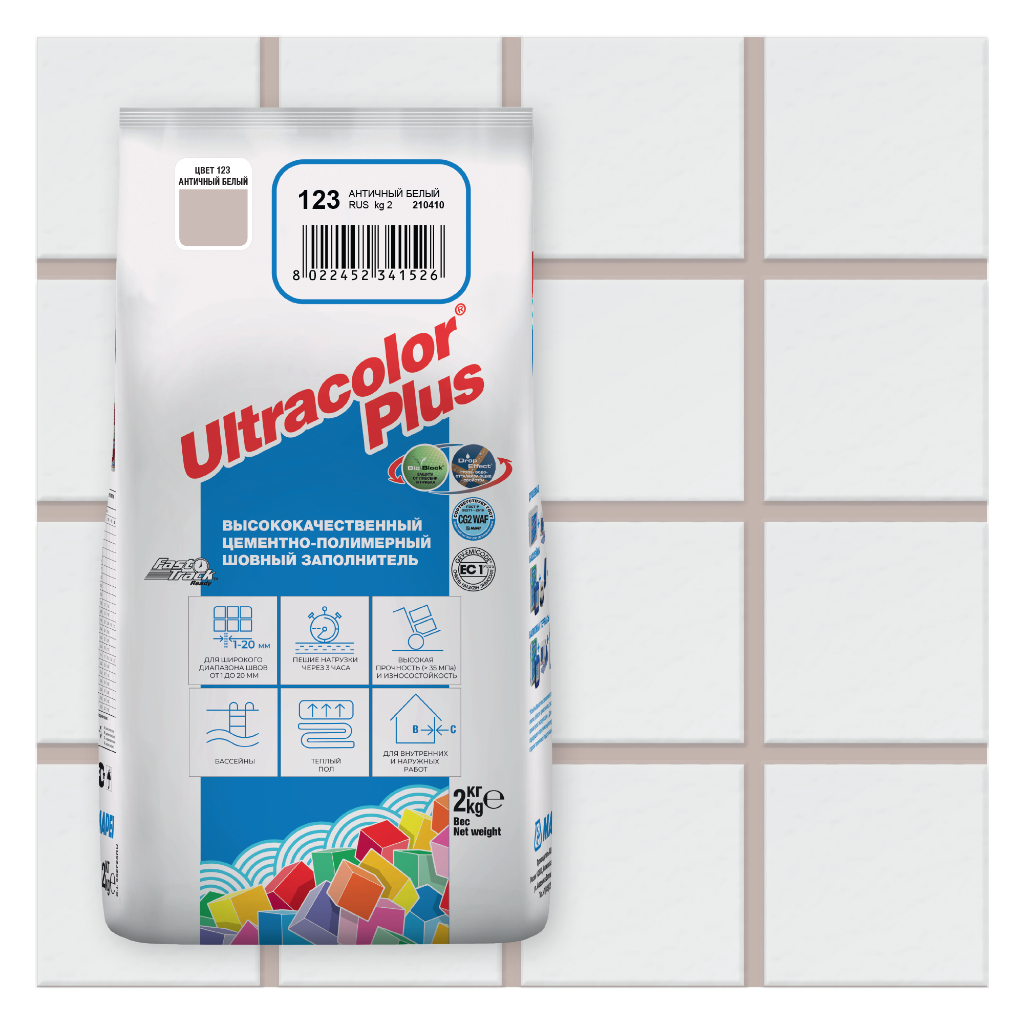 Затирка Mapei Ultracolor Plus 123 Античный белый, 2 кг ✳️ купить по цене  740 ₽/шт. в Новокузнецке с доставкой в интернет-магазине Леруа Мерлен