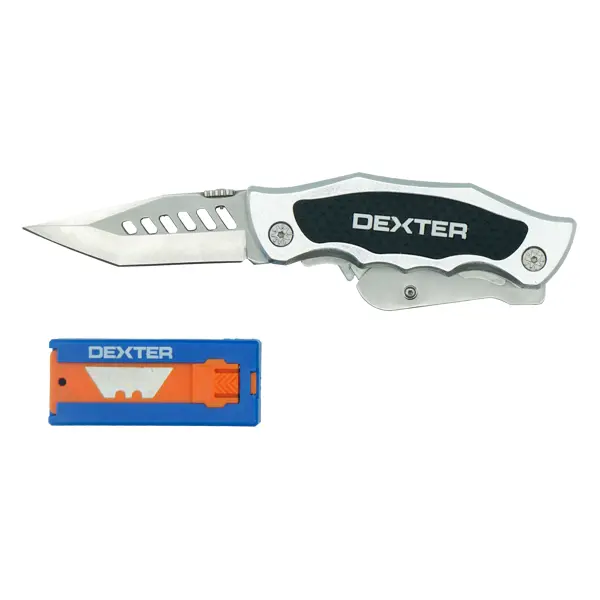 Нож складной Dexter 2в1 трапециевидный и перочинный 19 мм овощечистка mallony moderno вертикальное лезвие прорезиненная ручка 984044