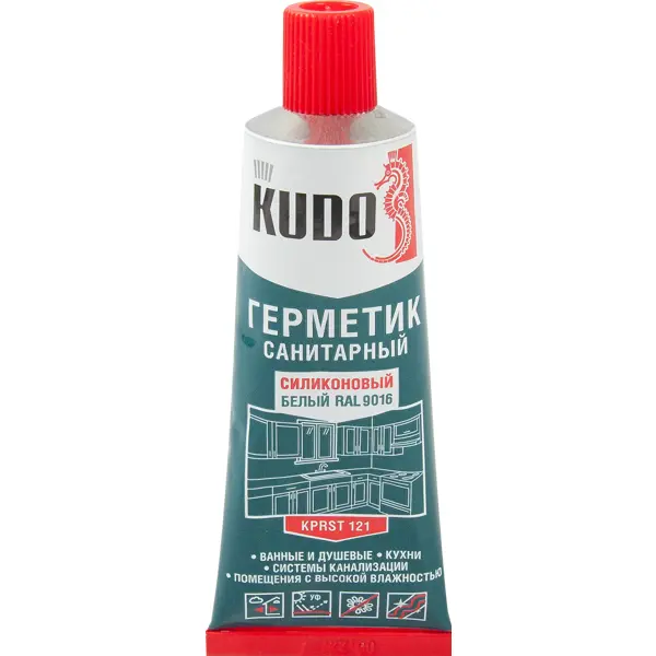 Герметик силиконовый Kudo Praktik санитарный белый тюбик 85 мл силиконовый санитарный герметик политех