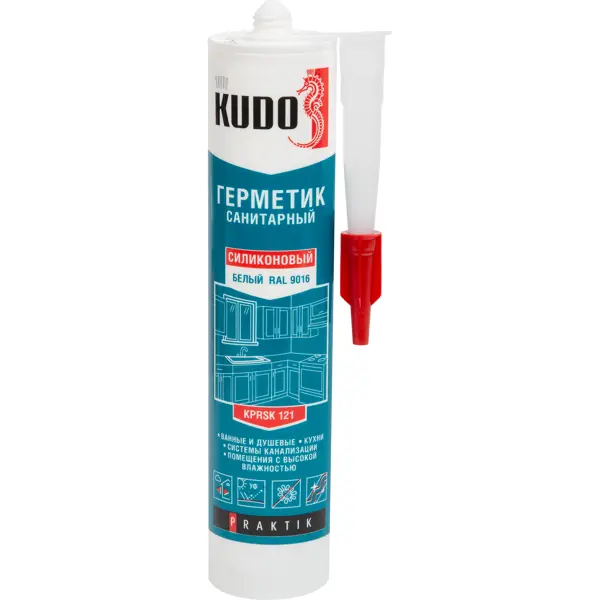 Герметик силиконовый Kudo Praktik санитарный белый 260 мл санитарный силиконовый герметик kudo