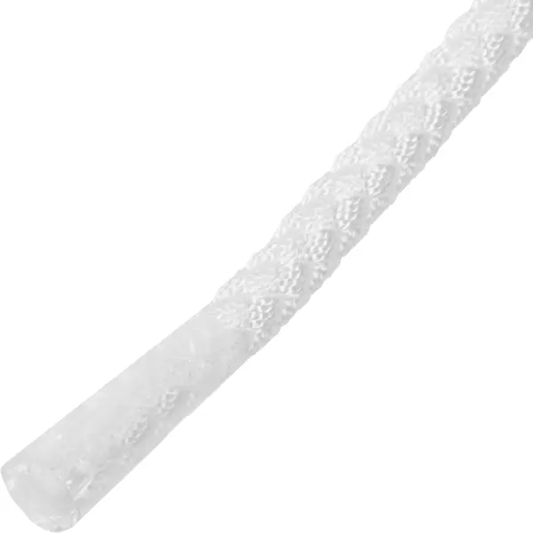 Веревка полиамидная 8 мм цвет белый, 10 м/уп. плетеная двадцатичетырехпрядная полиамидная веревка щит