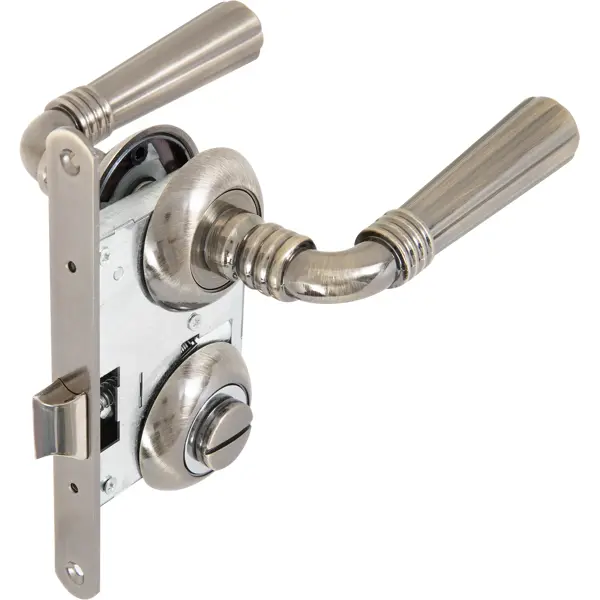 Дверные ручки 132 AB, с запиранием, комплект, цвет бронза анти стук для дверной ручки doorknob protector микс