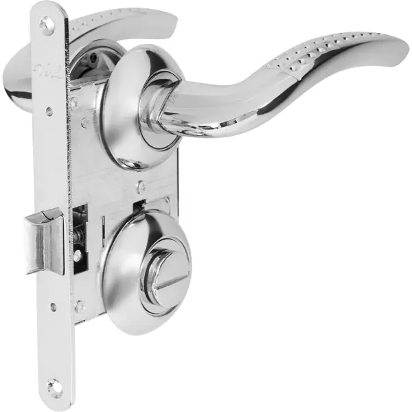 Дверные ручки 26 CP, с запиранием, комплект, цвет хром анти стук для дверной ручки doorknob protector микс