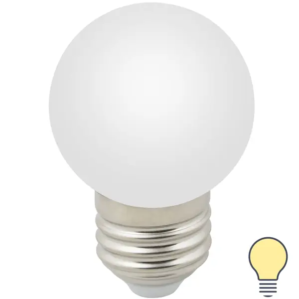 фото Лампа светодиодная volpe e27 12/220 1 вт шар матовая 80 лм, теплый белый свет
