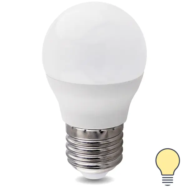 фото Лампа светодиодная e27 220-240 в 8 вт шар матовая 750 лм теплый белый свет без бренда
