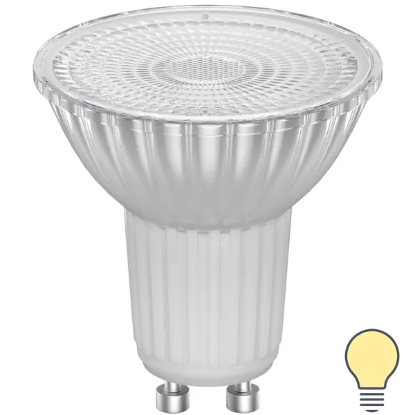 Лампа светодиодная Lexman Clear GU10 220-240 В 6.5 Вт прозрачная 700 лм теплый белый свет лампа светодиодная lexman clear g5 3 175 250 в 6 вт прозрачная 500 лм нейтральный белый свет