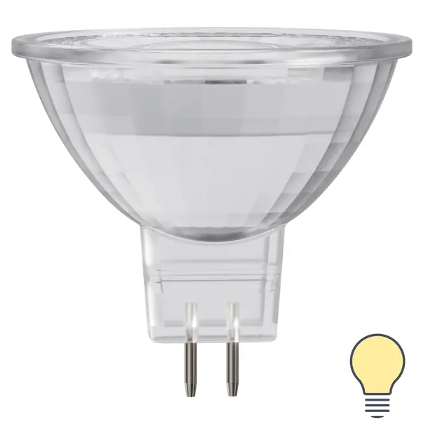 Лампа светодиодная Lexman GU5.3 12 В 6 Вт спот прозрачная 500 лм теплый белый свет суппорт с рамкой lexman 45x100х55 мм белый