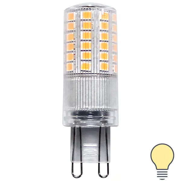Лампа светодиодная Lexman G9 170-240 В 4.3 Вт капсула прозрачная 600 лм теплый белый свет