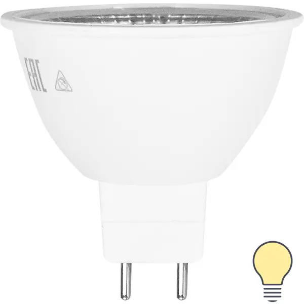 фото Лампа светодиодная osram gu5.3 220-240 в 4 вт спот прозрачная 300 лм тёплый белый свет