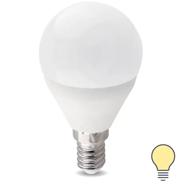 фото Лампа светодиодная e14 220-240 в 8 вт шар матовая 750 лм теплый белый свет без бренда