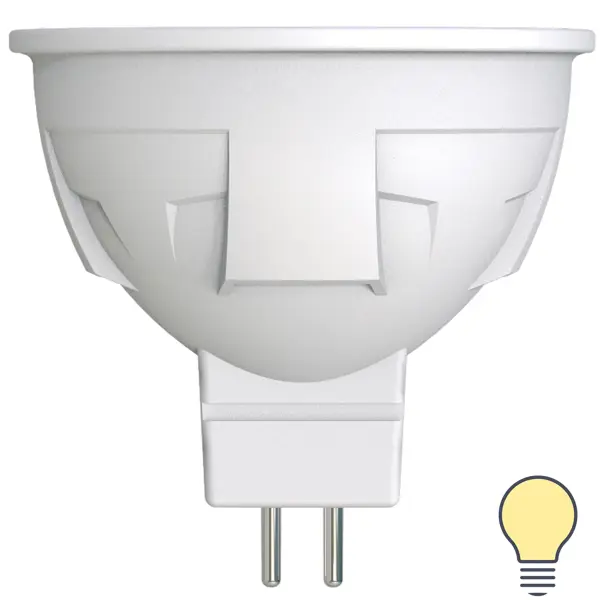 Лампа светодиодная Яркая GU5.3 220 В 6 Вт спот матовый 500 лм тёплый белый свет для диммера