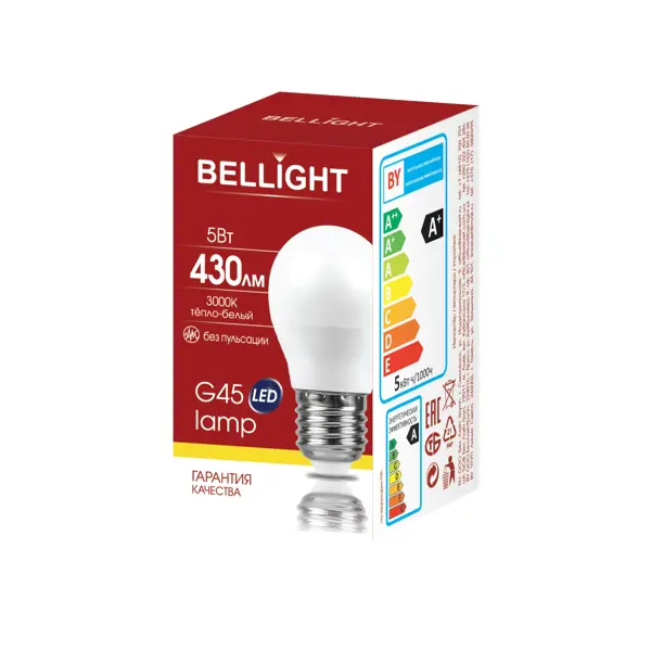 фото Лампа светодиодная bellight e27 220-240 в 5 вт шар малый матовая 430 лм теплый белый свет
