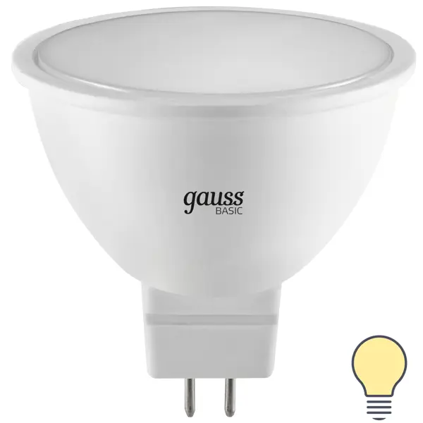 Лампа светодиодная Gauss MR16 GU5.3 170-240 В 6.5 Вт спот матовая 500 лм теплый белый свет gauss led elementary mr16 gu5 3 7w 3000k 1 10 100