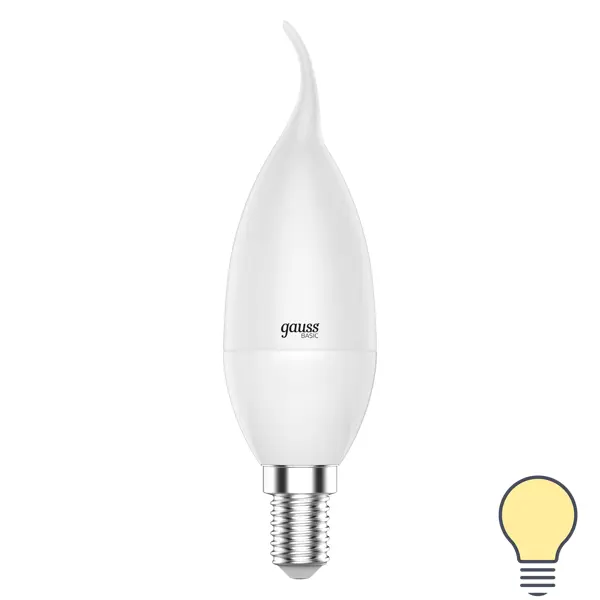 Лампа светодиодная Gauss E14 170-240 В 7.5 Вт свеча на ветру матовая 600 лм теплый белый свет лампа светодиодная e27 7 вт 55 вт свеча на ветру 3000 к мягкий теплый tdm electric народная