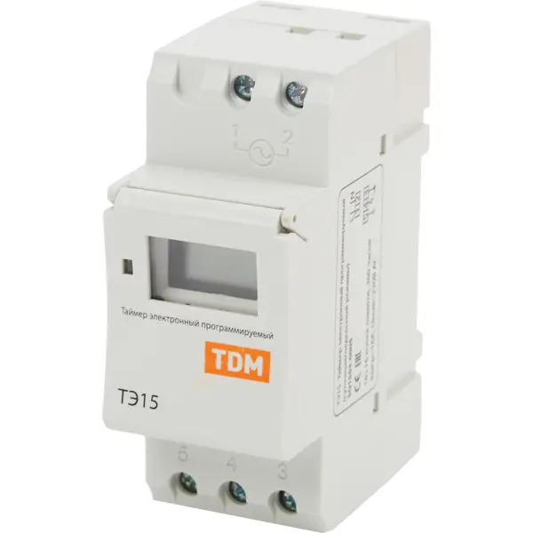 Таймер электронный TDM Electric ТЭ15-1мин/7дн-16on/off-16А-DIN электронный таймер на din рейку navigator