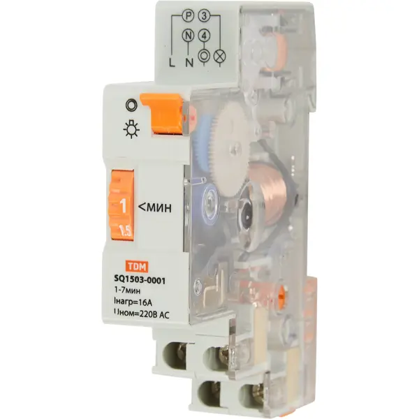 Таймер лестничный TDM Electric ТЛ-1мин/7мин-16А-DIN электронный лестничный таймер finder