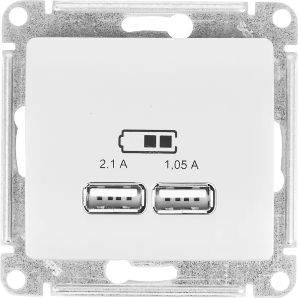 Розетка Schneider Electric Glossa USB встраиваемая A+A цвет молочный