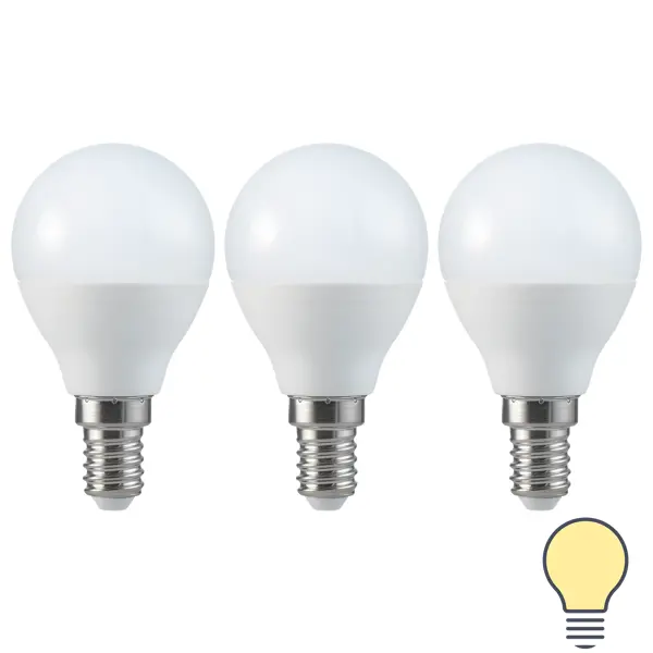 Набор ламп светодиодных Gauss E14 170-240 В 5.5 Вт шар тонированная 525 лм теплый белый свет, 3 шт комплект светодиодных ламп sholtz