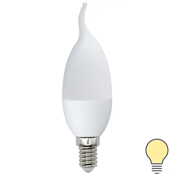 Лампа светодиодная Volpe E14 220-240 В 5 Вт свеча на ветру матовая 470 лм теплый белый свет